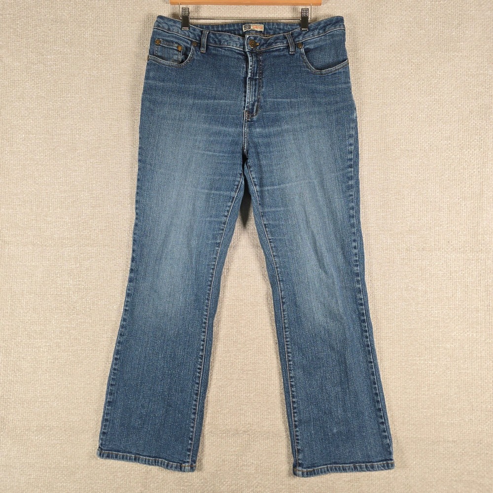 Faded Glory Womens Plus 18W Stretch Bootcut Jeans‎ Medium Wash Blue Embroidered
